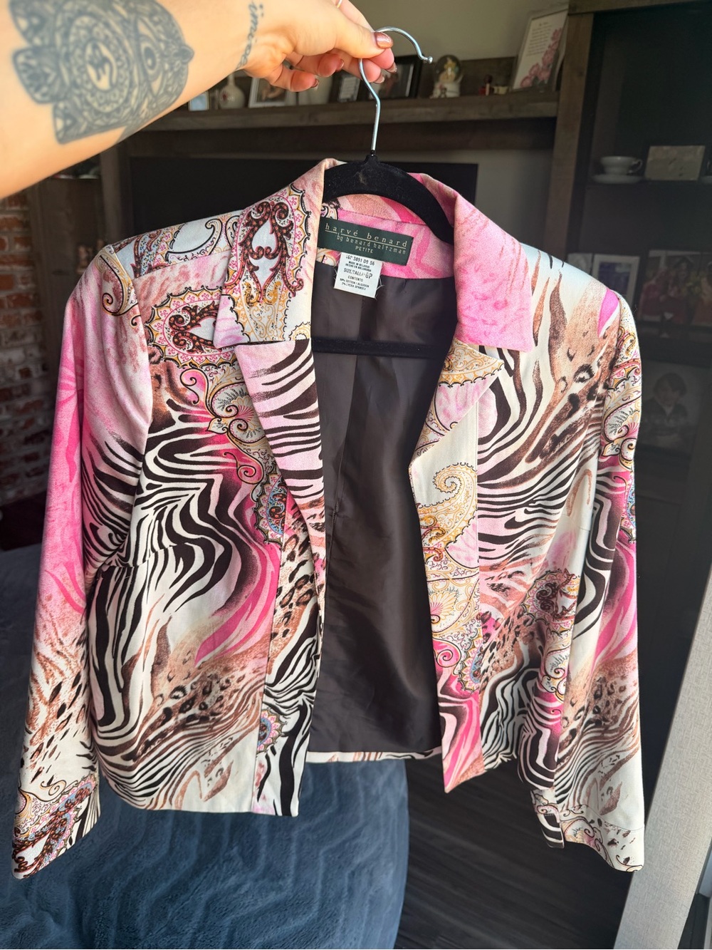 David Brooks Pink Patterned Women's Blazer Jacket